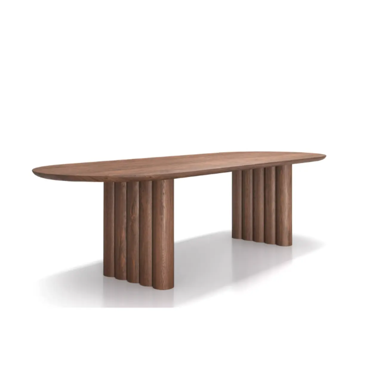Modern Oval Solid Wood Double Pedestal Table