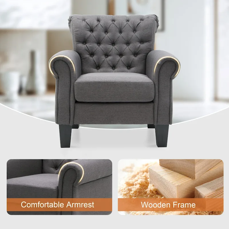 Accent Club Chair with Arms and Padded Seat