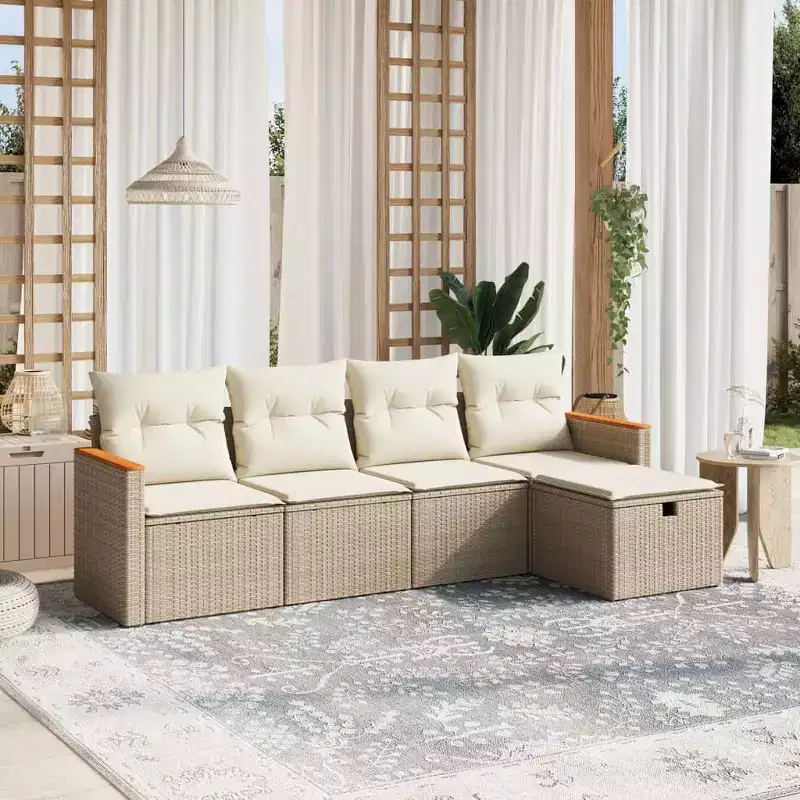 vidaXL Modular Patio Sofa Set with Cushions in Various Colors