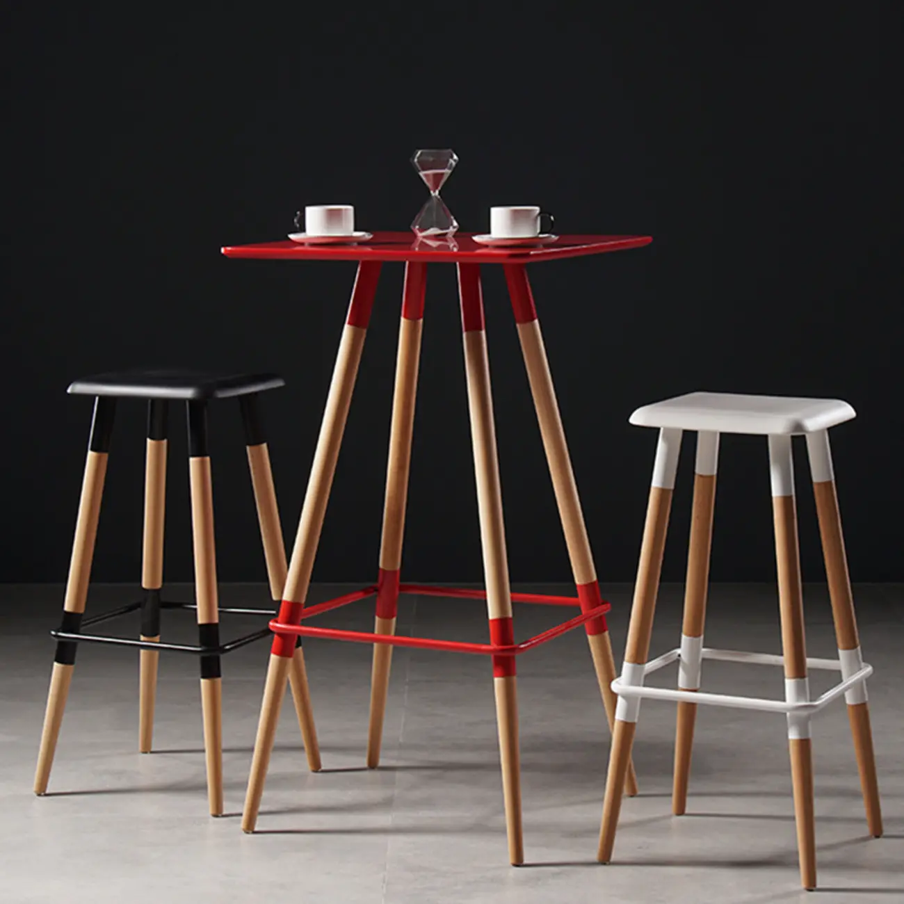 Modern Red Wooden Square Pub Tables