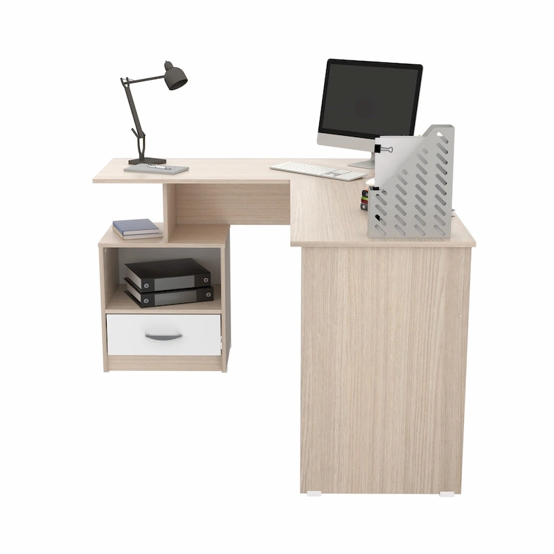 Inval Merlin L-Shape Computer Desk with Cubby