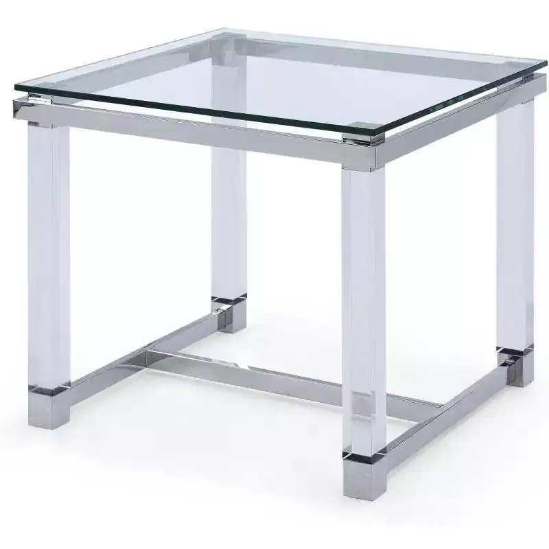 HomeStock 35 in.H Clear Color Round Tempered Glass Table Top End Table 1 -piece