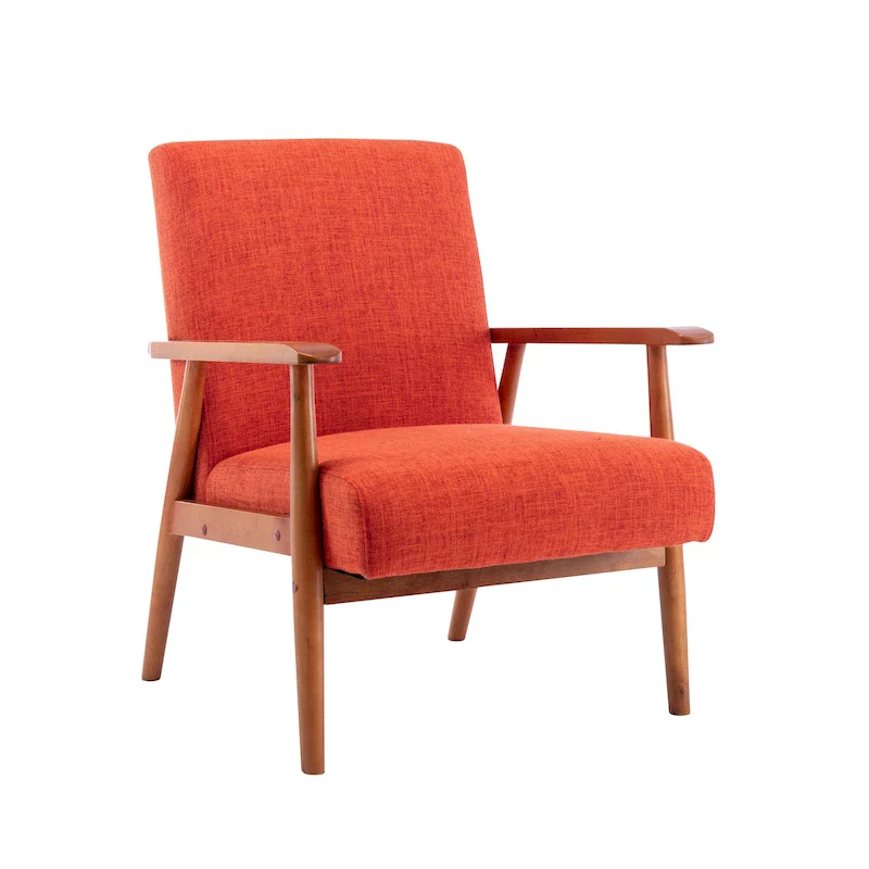 Gelso Fabric Accent Chair with Rubberwood Legs