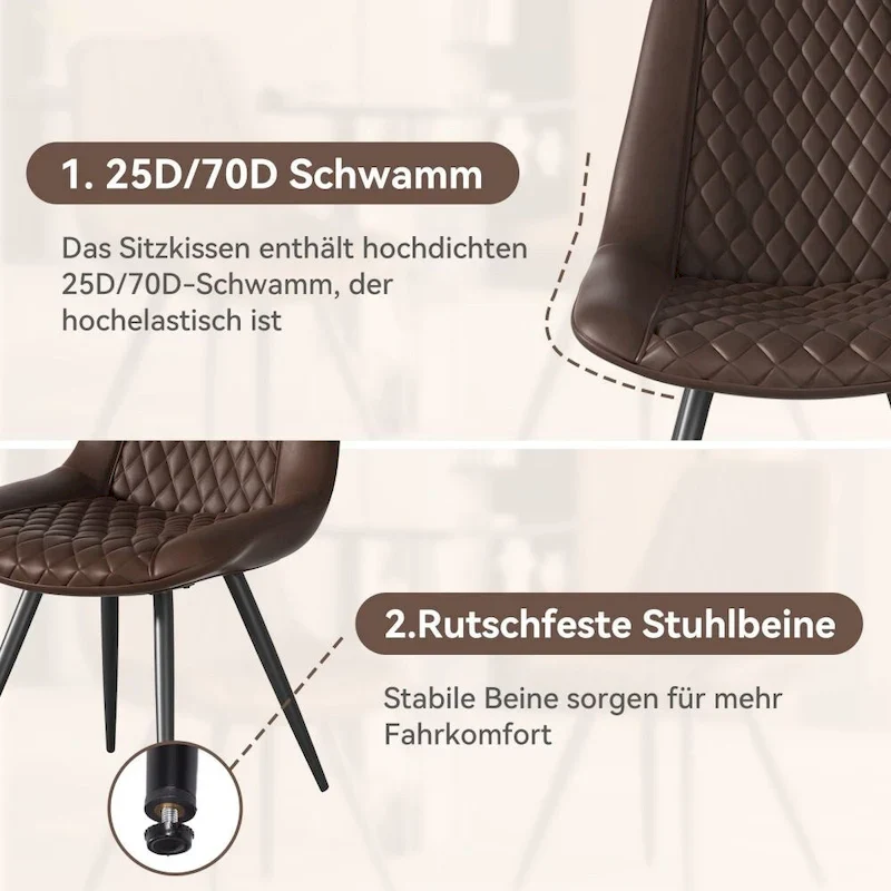 Leather Dining Chair with Metal Legs