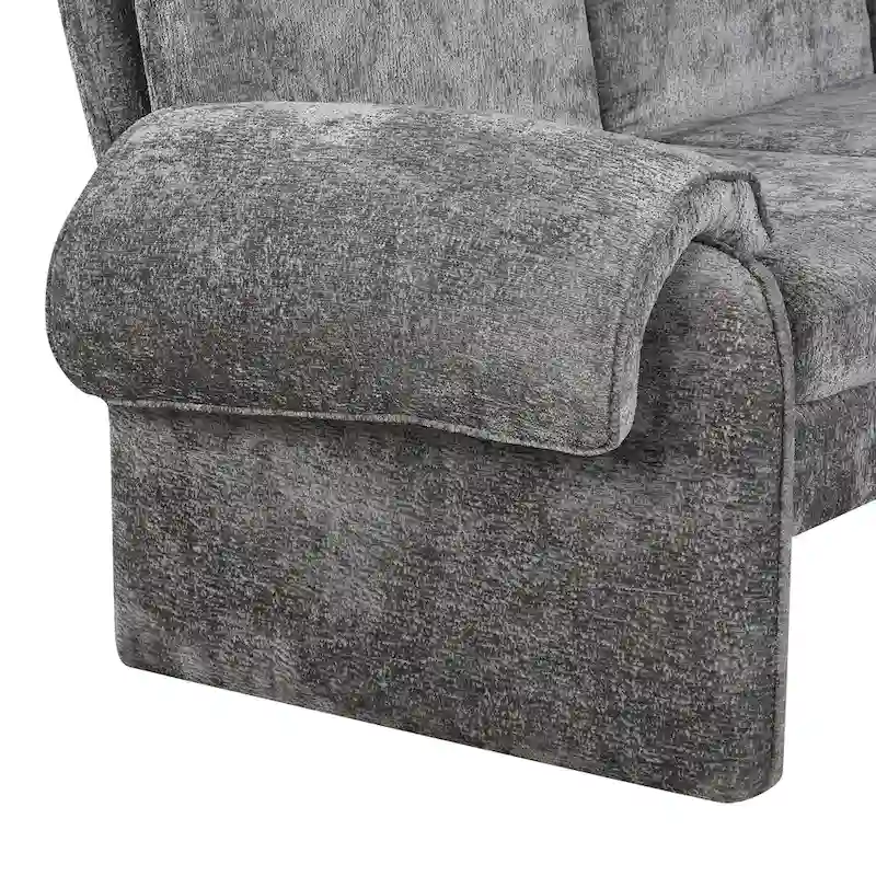 94.1 Chenille L-Shaped Futon Sofa with Adjustable Backrest & Reversible Chaise