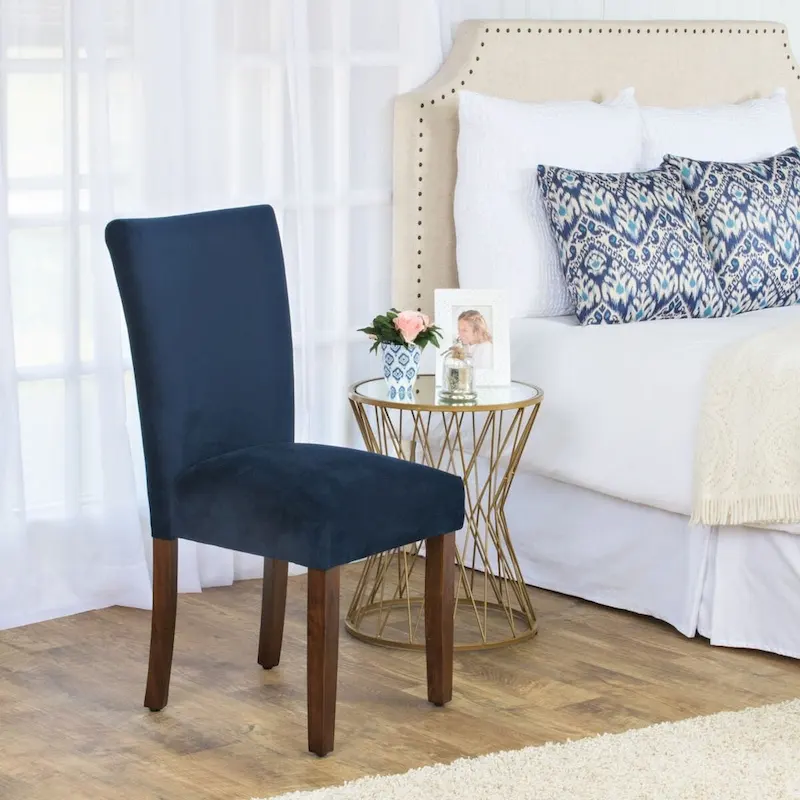Classic Dark Navy Blue Velvet Parsons Dining Chair