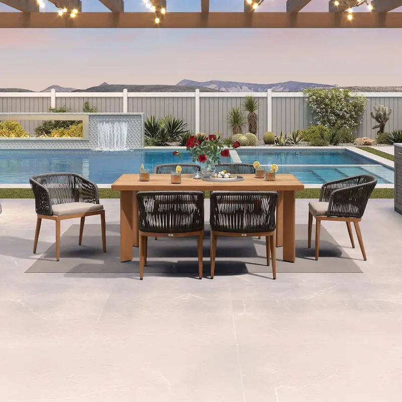 PURPLE LEAF 11 Pieces Outdoor Dining Set Metal Rattan Furniture Set for Lawn Backyard Patio Dining Set
