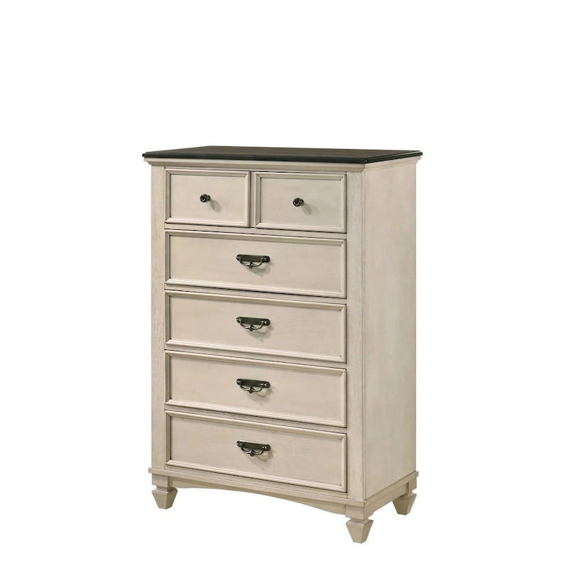 Roseanne 6 Piece Cream Brown Panel Bedroom Set