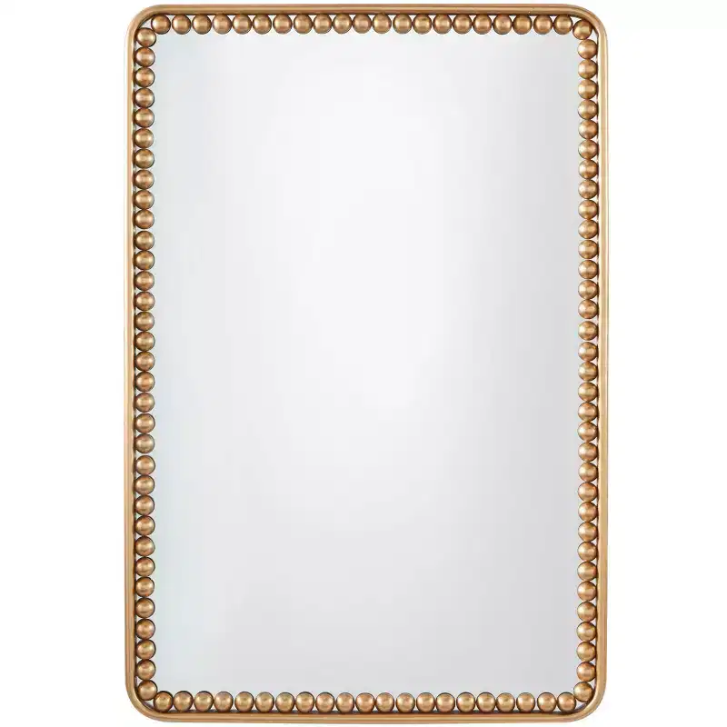 36"x24" Metal Wall Mirror with Beaded Detailing Gold - Olivia & May: Modern Rectangular Decorative Mirror, No Assembly Required