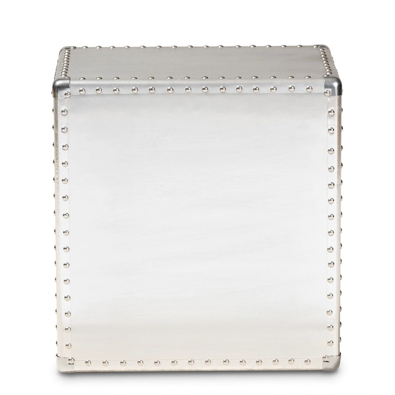 Baxton Studio Armel French Industrial Silver Metal 3-Drawer End Table