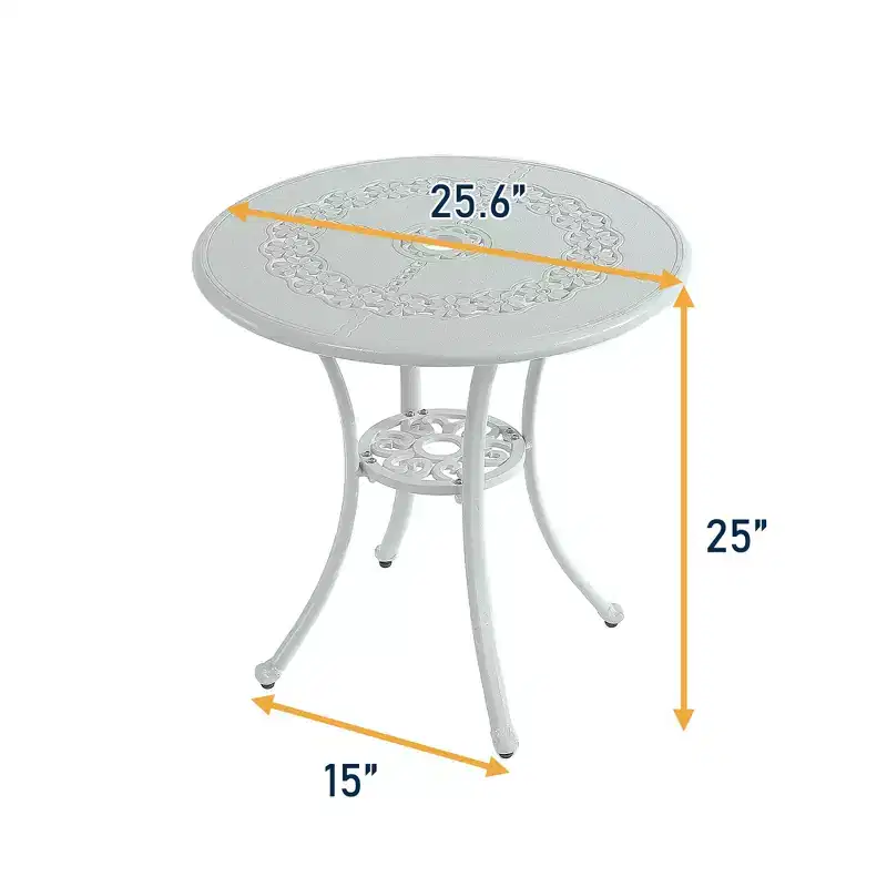 CLIHOME 3-Piece Cast Aluminum Bistro Table and Chairs Set