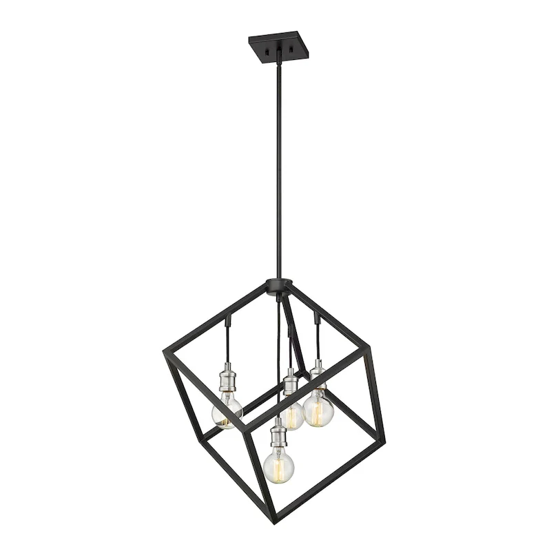 Vertical 4 Light Pendant - Matte Black + Brushed Nickel