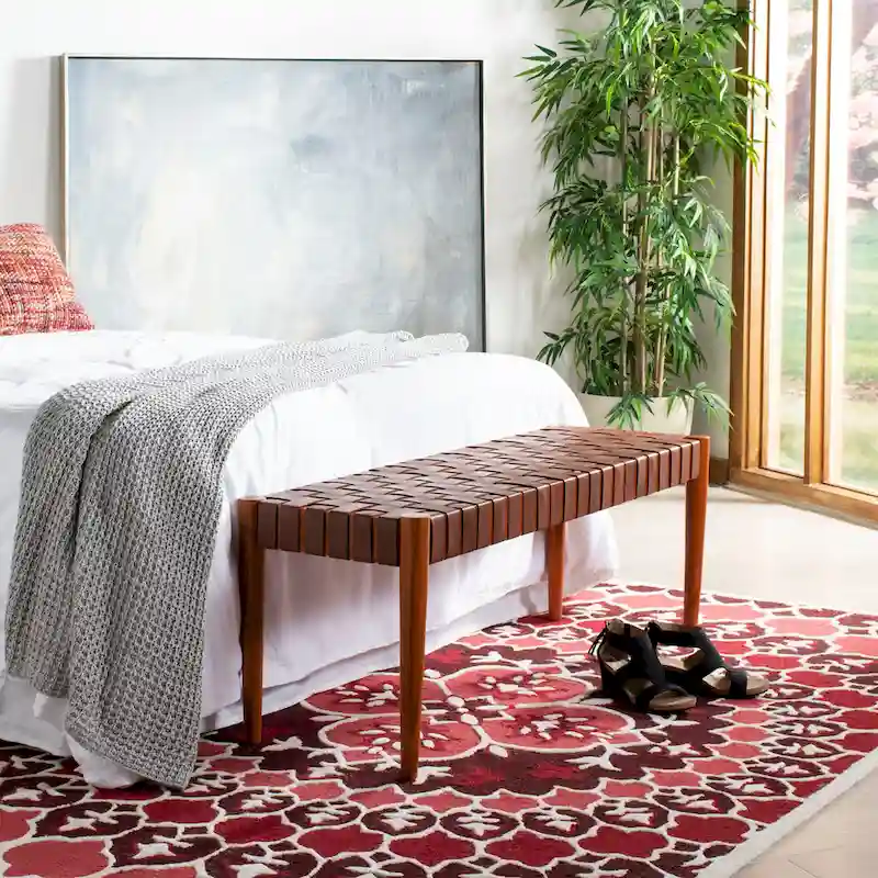 Manervia Wood & Leather Bench