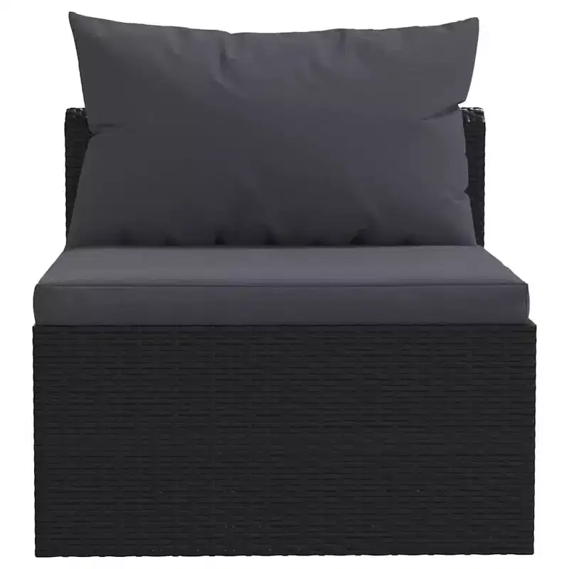 vidaXL Garden Sofa Black PE rattan 4-seater Adjustable Feet
