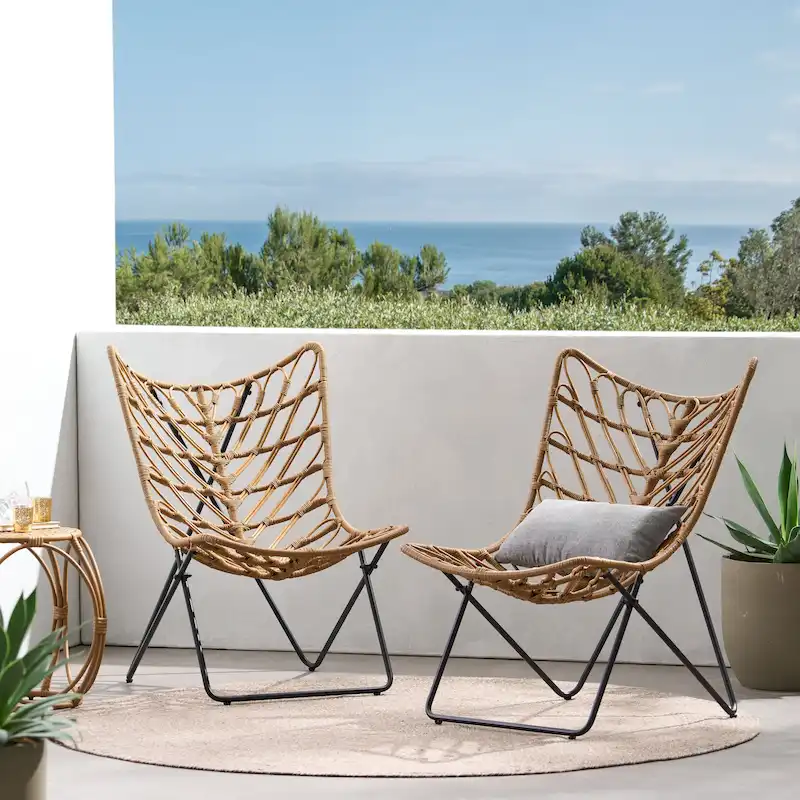 Byson Wicker Outdoor Accent Chairs by Christopher Knight Home