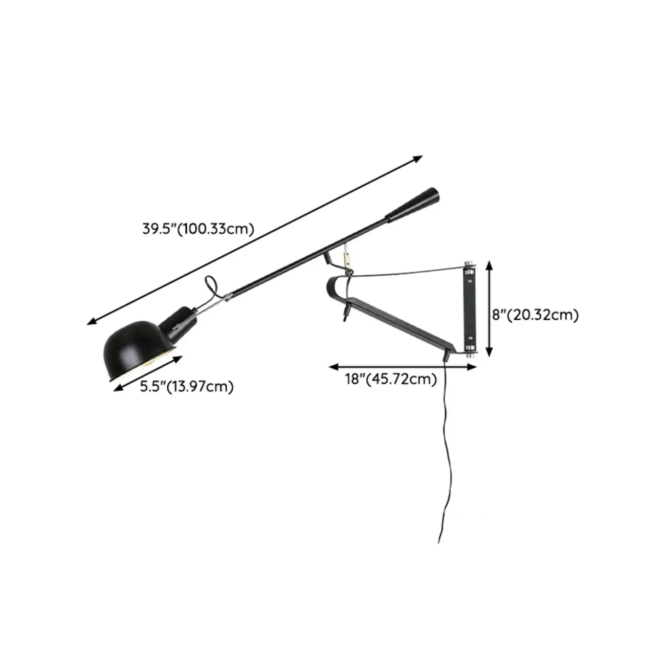 Geometric Metal Black Adjustable Swing Arm Wall Light