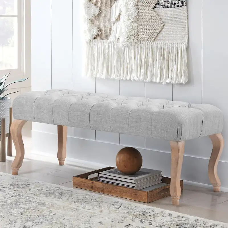 AVAWING Upholstered Tufted Ottoman Bench Accent Entryway Bench