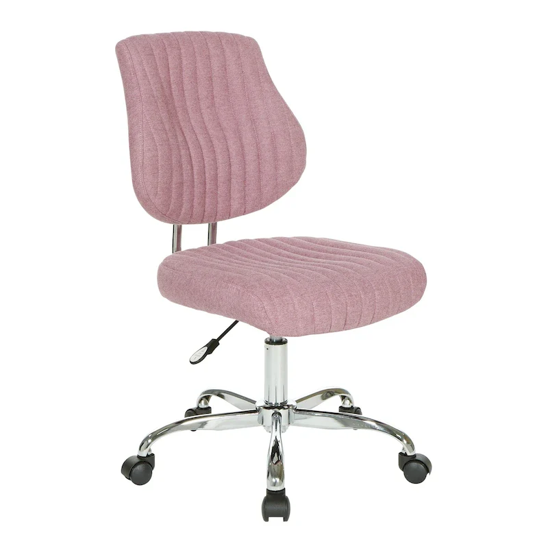 Light Pink / Sky / Light Grey / Lime Green Channel-Tufted Office Chair with Chrome Base & Lumbar Support – 1-Person