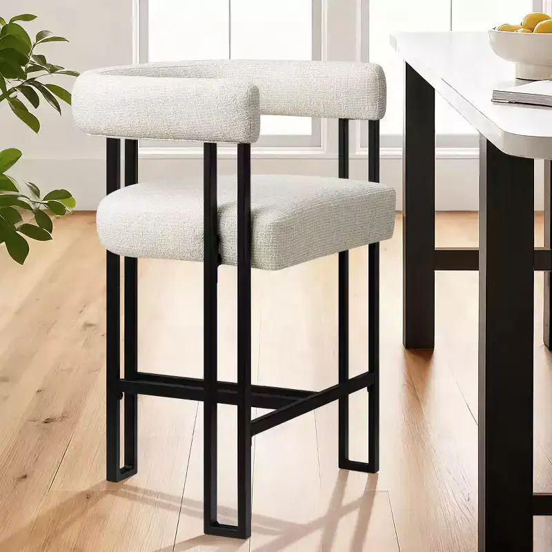 Modern Upholstered Counter Height Bar Stools, 24 Kitchen Island Stools with Back, Fabric Counter Chairs for Dining Room or Home Bar-Panipeachy
