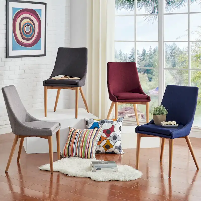Dark Grey / Grey / Blue / Red Oak Barrel Back Dining Chair, Set of 2