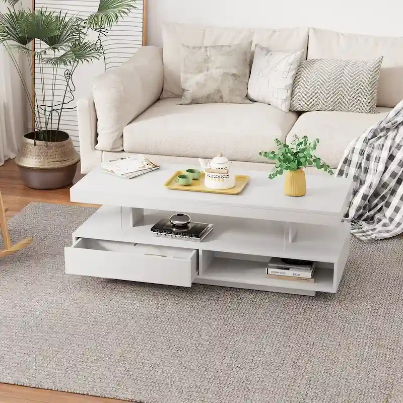 Coffee Table with 2 Drawers and Display Shelves