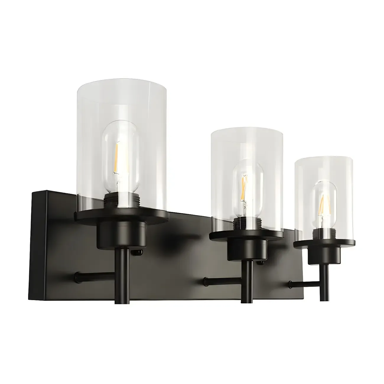 Industrial Black Cylinder Glass Bathroom Vanity Light