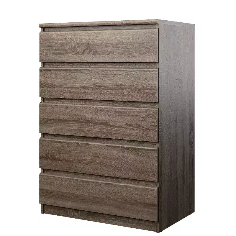 HomeStock 5.43 in.H Particle Board Vertical Dressers with 5 - Drawers in Brown Finish