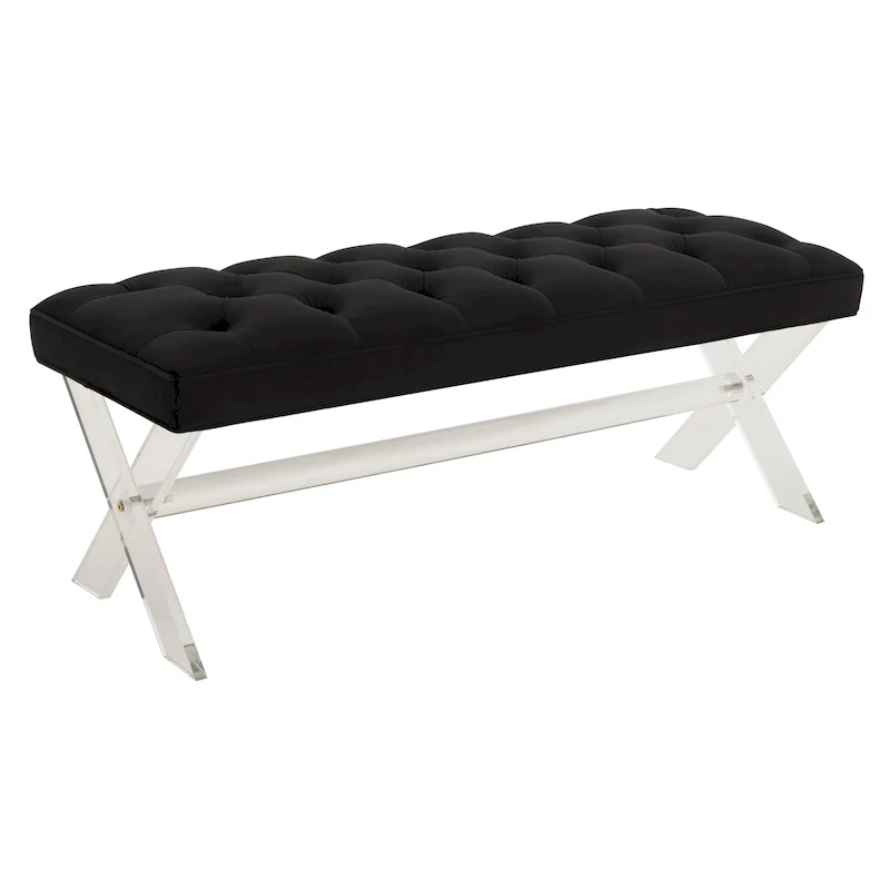 SAFAVIEH Couture Ketevan Tufted Acrylic Bench - 48 In W x 18 In D x 18 In H - 48Wx18Dx18H