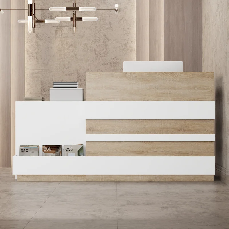 Contemporary Office Reception Desk with Keyboard Drawer Table