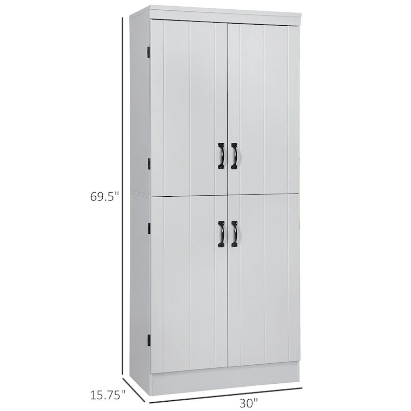 Freestanding Kitchen Pantry, 6-tier Shelving with 2 Adjustable Shelves