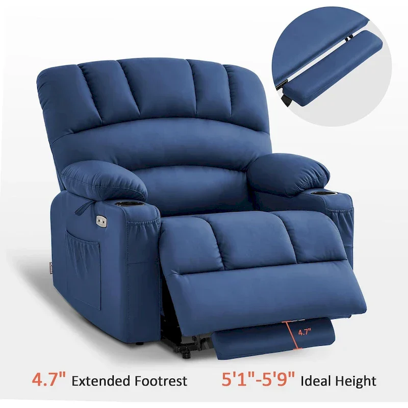 MCombo Power Lift Recliner Chair Sofa with Massage and Heat, Faux Leather R7096 (Medium-Wide)