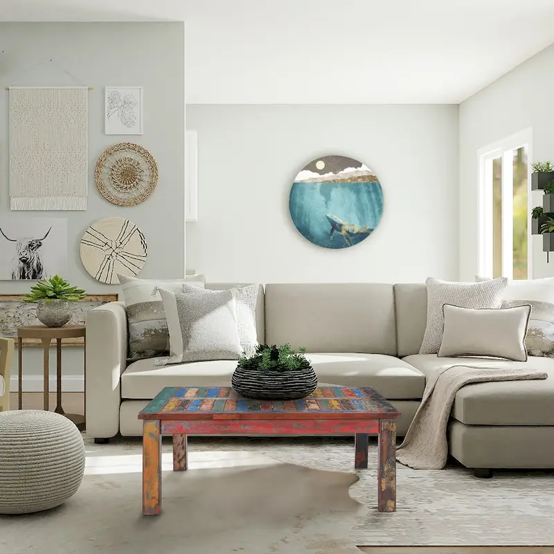 Multi-Color Reclaimed Teak Wood Square Coffee Table – Indoor / Outdoor