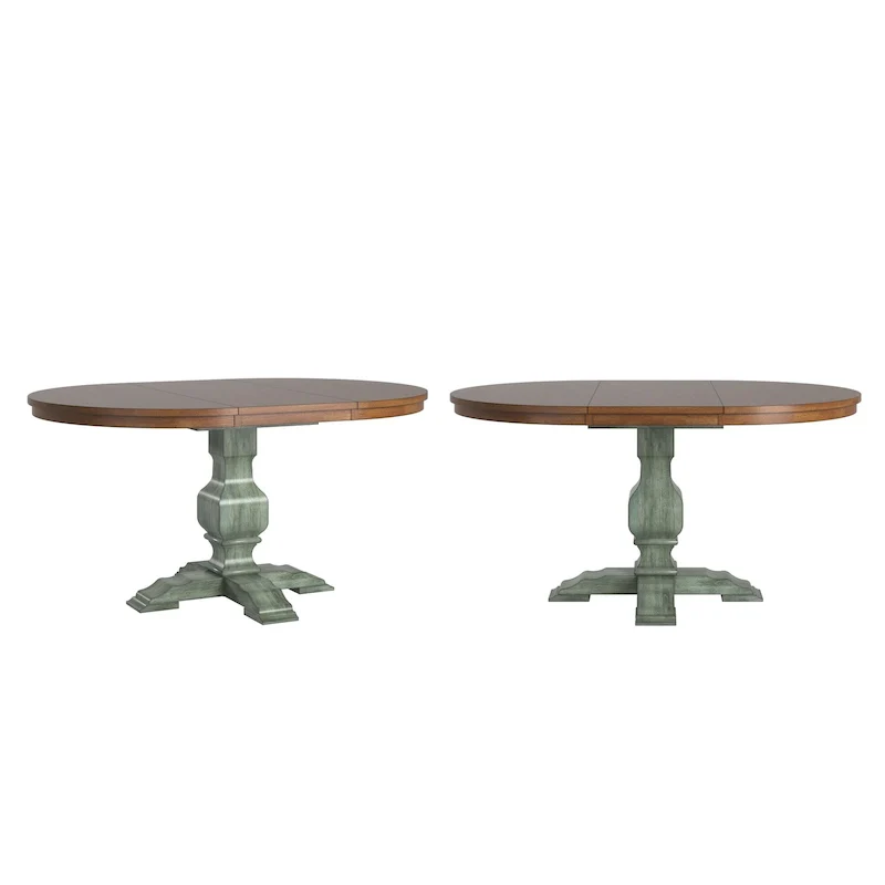 Two-Tone Oval Solid Wood Extending Dining Table