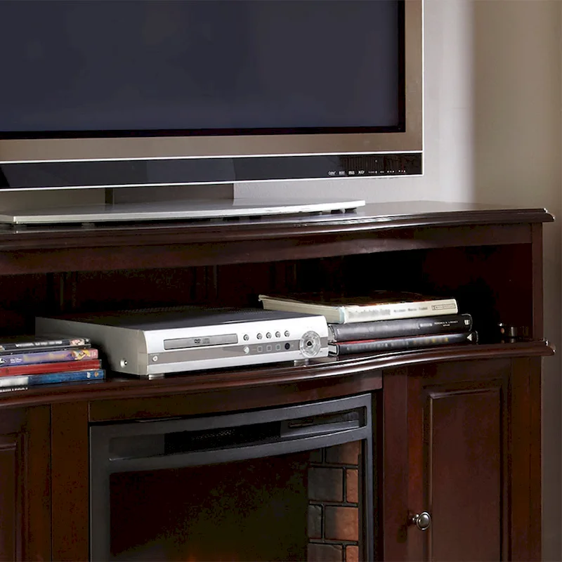 Pleasant Hearth Merrill 54  TV Stand with Electric Fireplace in Merlot - 54 inches in width