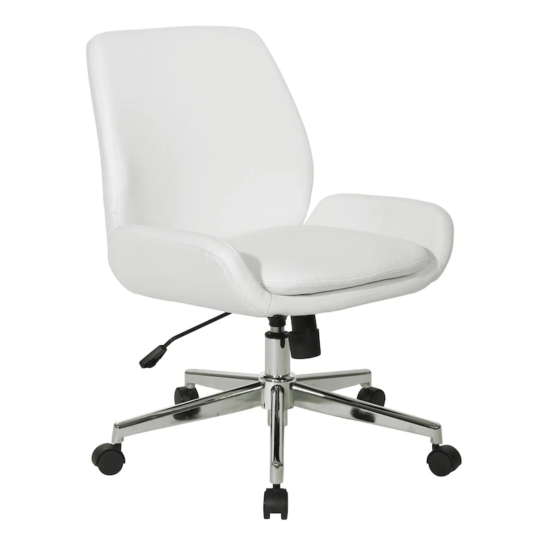 Office Chair with Faux Leather and Chrome Finish Base