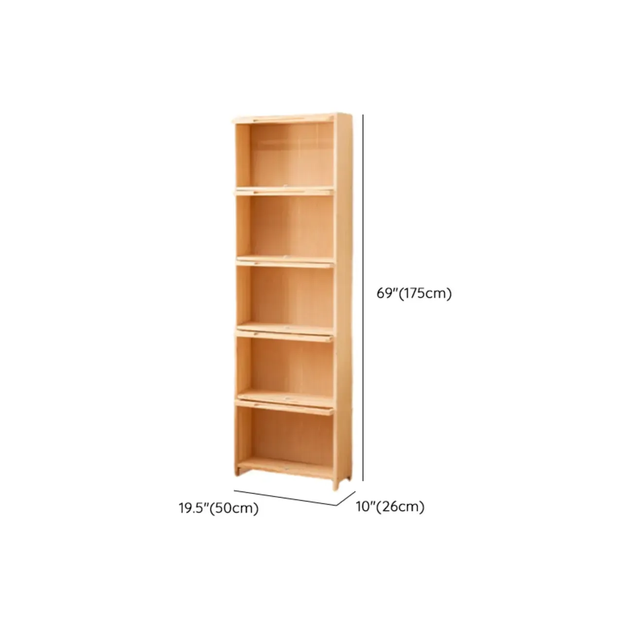 Solid Wood 5-Tier Display Open Shelving Unit Bookcase