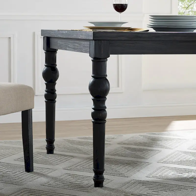 Leviton Upholstered Dark Wash Wood 6-piece Dining Set