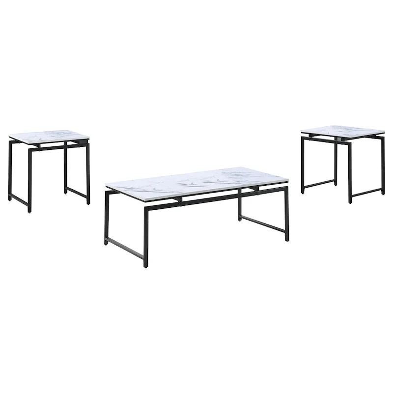 Clark 3-piece Faux Marble Top Coffee Table Set White Faux Marble