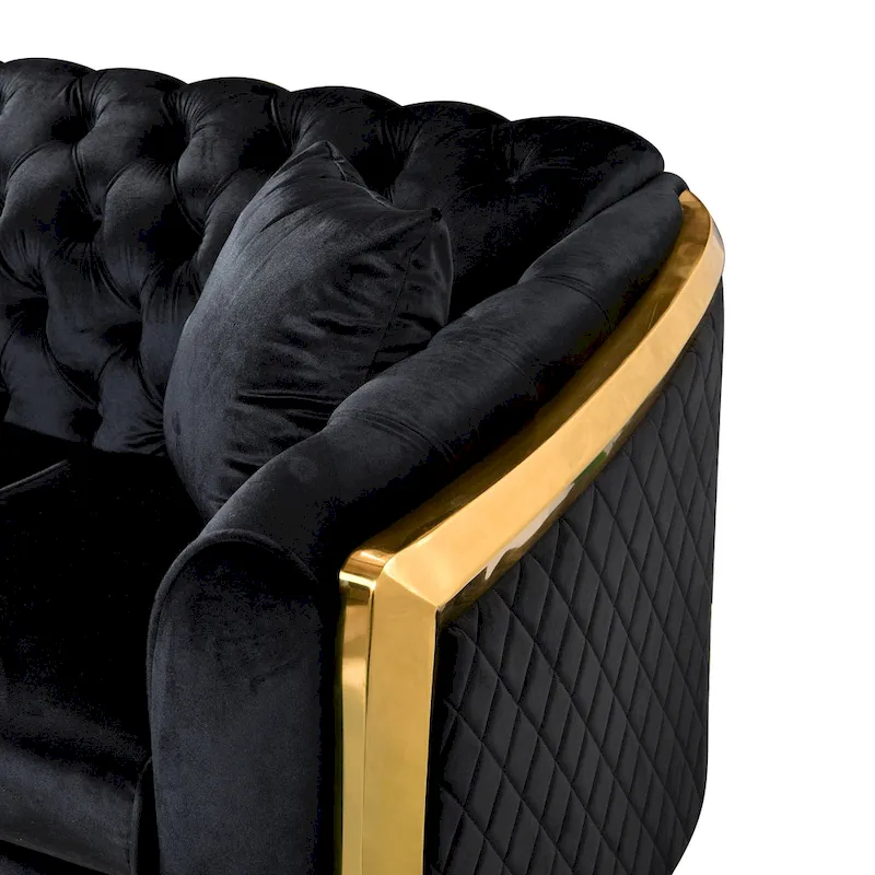 84  Luxury Chesterfield Velvet Sofa with Gold Trim