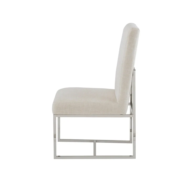 Natural Fabric Dining Chair with Metal Legs (Set of 2)