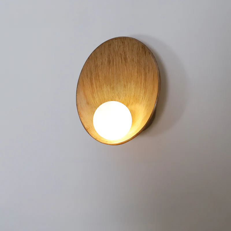 Modern Wood White Concave Wall Sconce
