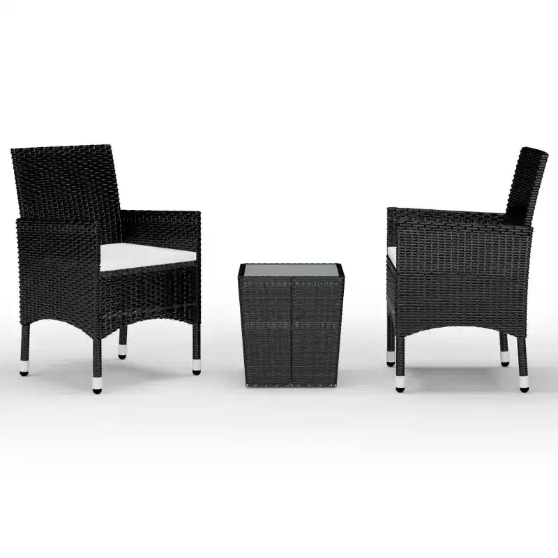 vidaXL Bistro Set Patio Table and Chair Set Poly Rattan and Tempered Glass