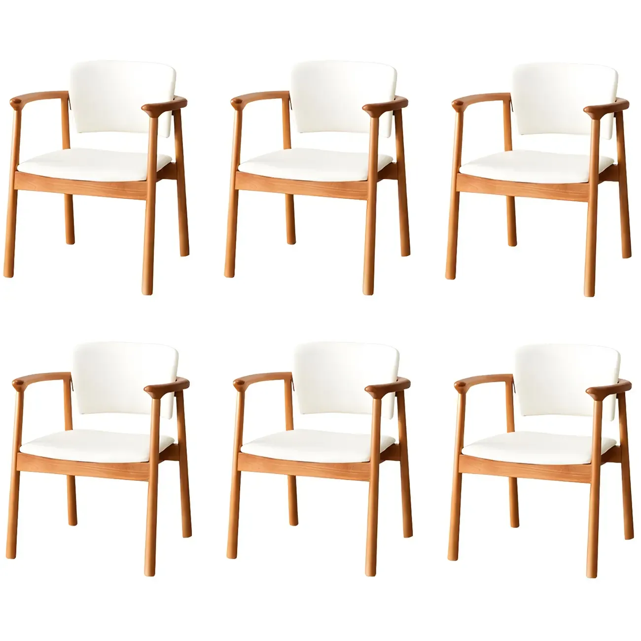 Modern Upholstered Rubberwood Arm Dining Chair Set of 2