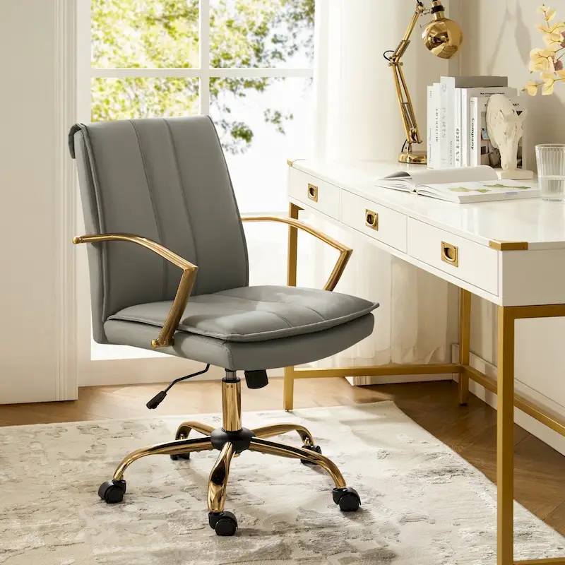 Ignacio Modern Leather Rocking Office Chair with Metal Base by HULALA HOME