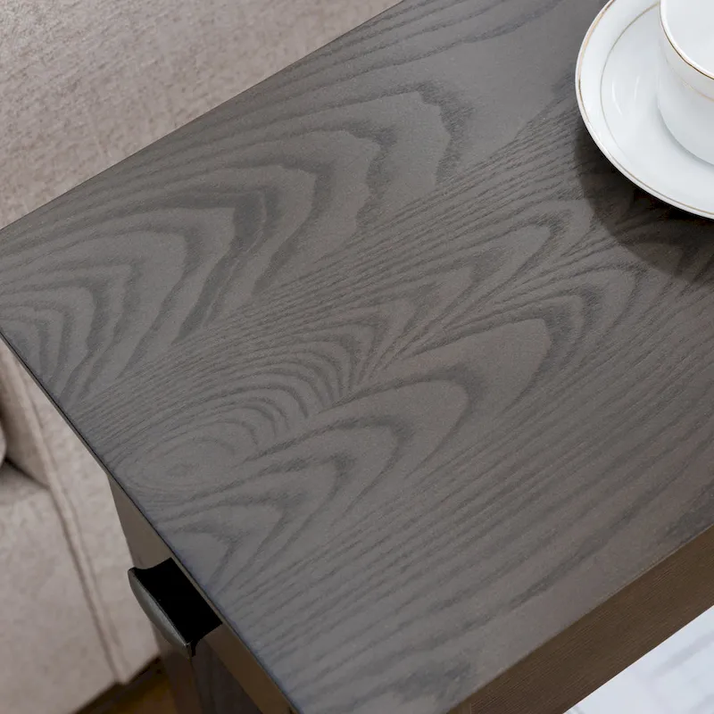 Teegan Solid Wood Narrow Side End Table with Shelf and Drawer