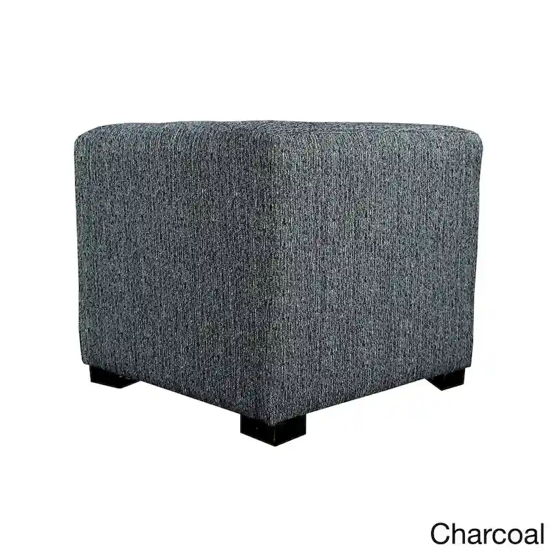 Charcoal / Tan / Grey / Teal 4-Button Tufted Square Ottoman, Seats 1