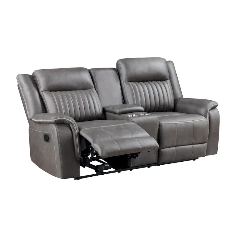 Viann Dual Manual Recliner Loveseat, Cupholder Console, Gray 76 Inch
