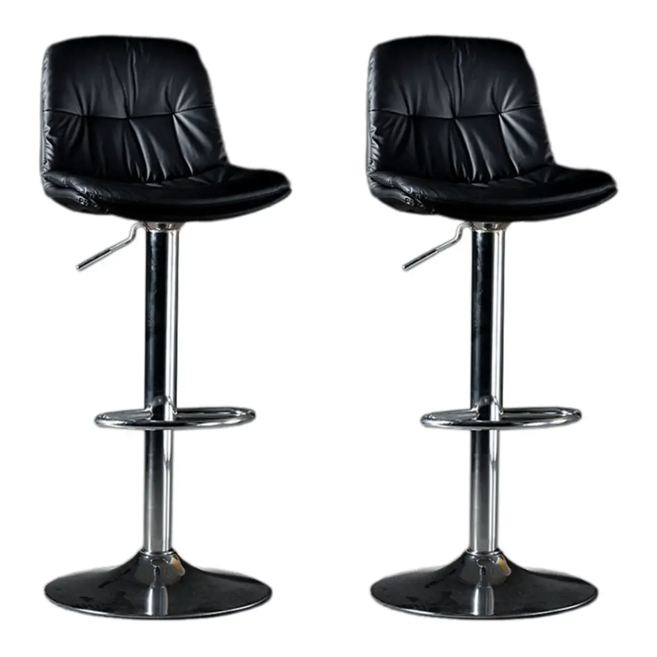 Adjustable Leather Low Back Swivel Bar Stool