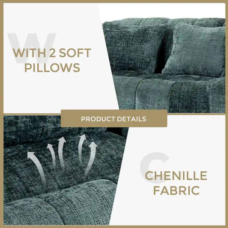 Emerald Modern 59 Chenille Loveseat Chaise Lounge Chair