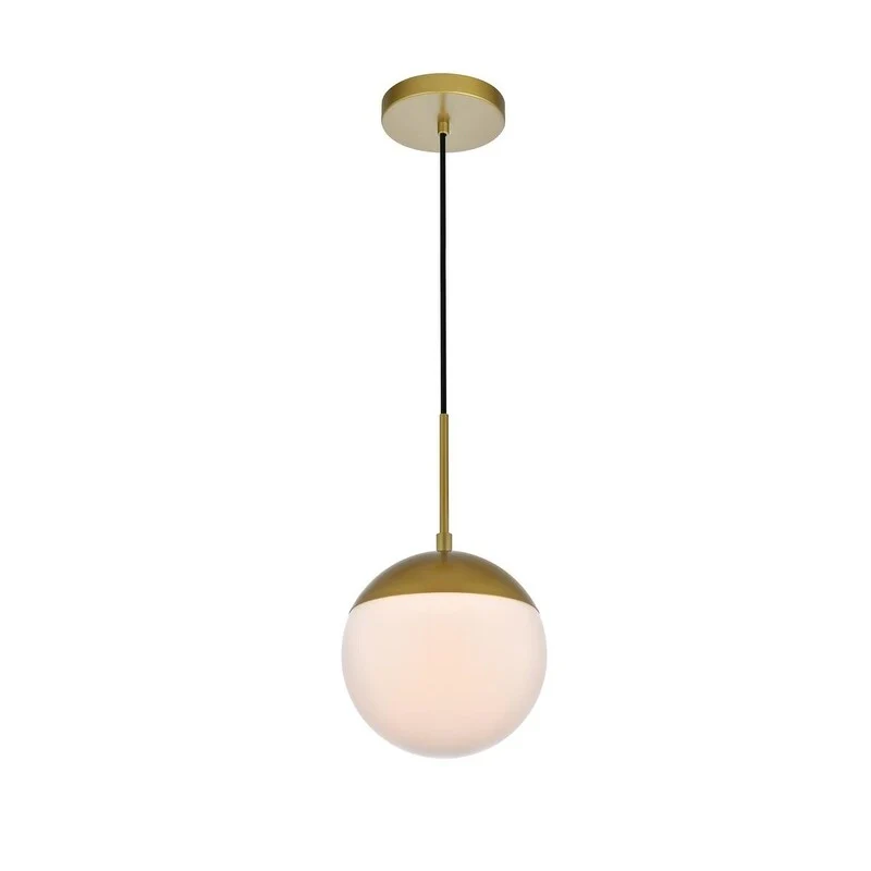 Frosted White Glass 1-Light 8-inch Pendant